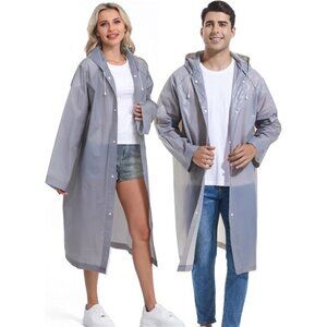 Reusable rain poncho adults raincoat men women lightweight hooded 2 pack travel